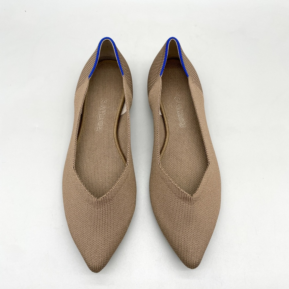 Rothys Womens 9.5 The Point Ballet Flats Brown Tortoise Sole Office Preppy Chic
